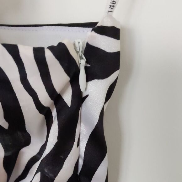 Women's B. Darlin Black and White Zebra Print one shoulder Formal Prom Dress 7/8 - Picture 4 of 6